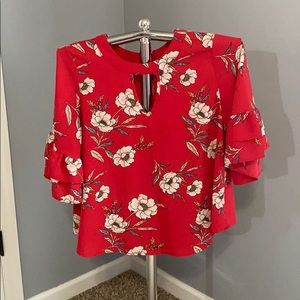 Red Floral Blouse